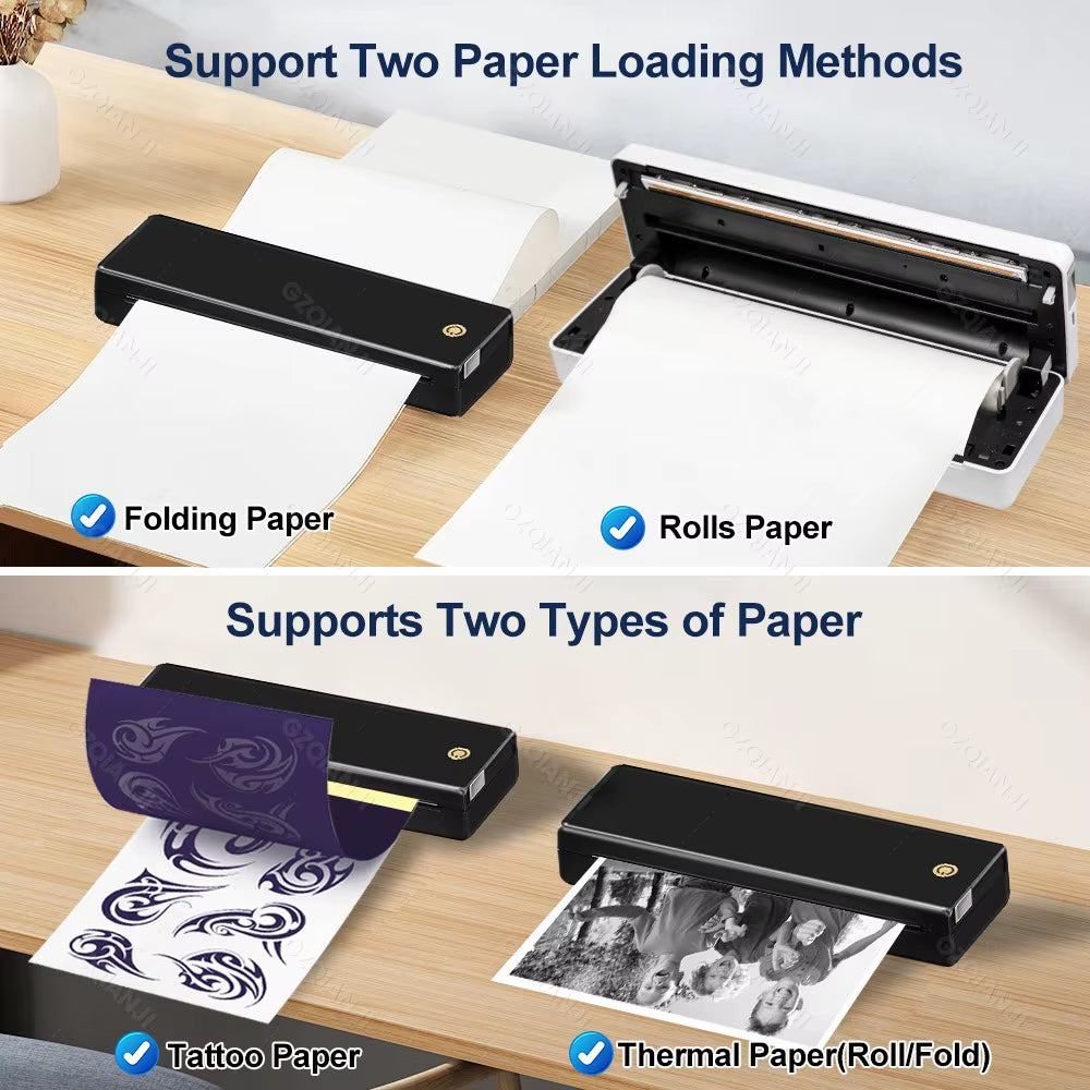 A4 Portable Printer, Lightweight and Compact Thermal Mobile Printer, Wireless Bluetooth Printer for Travel, Home, Office Use