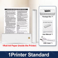 A4 Portable Printer, Lightweight and Compact Thermal Mobile Printer, Wireless Bluetooth Printer for Travel, Home, Office Use