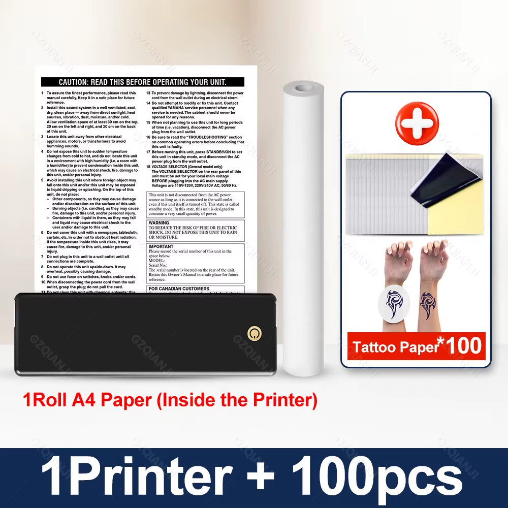 A4 Portable Printer, Lightweight and Compact Thermal Mobile Printer, Wireless Bluetooth Printer for Travel, Home, Office Use