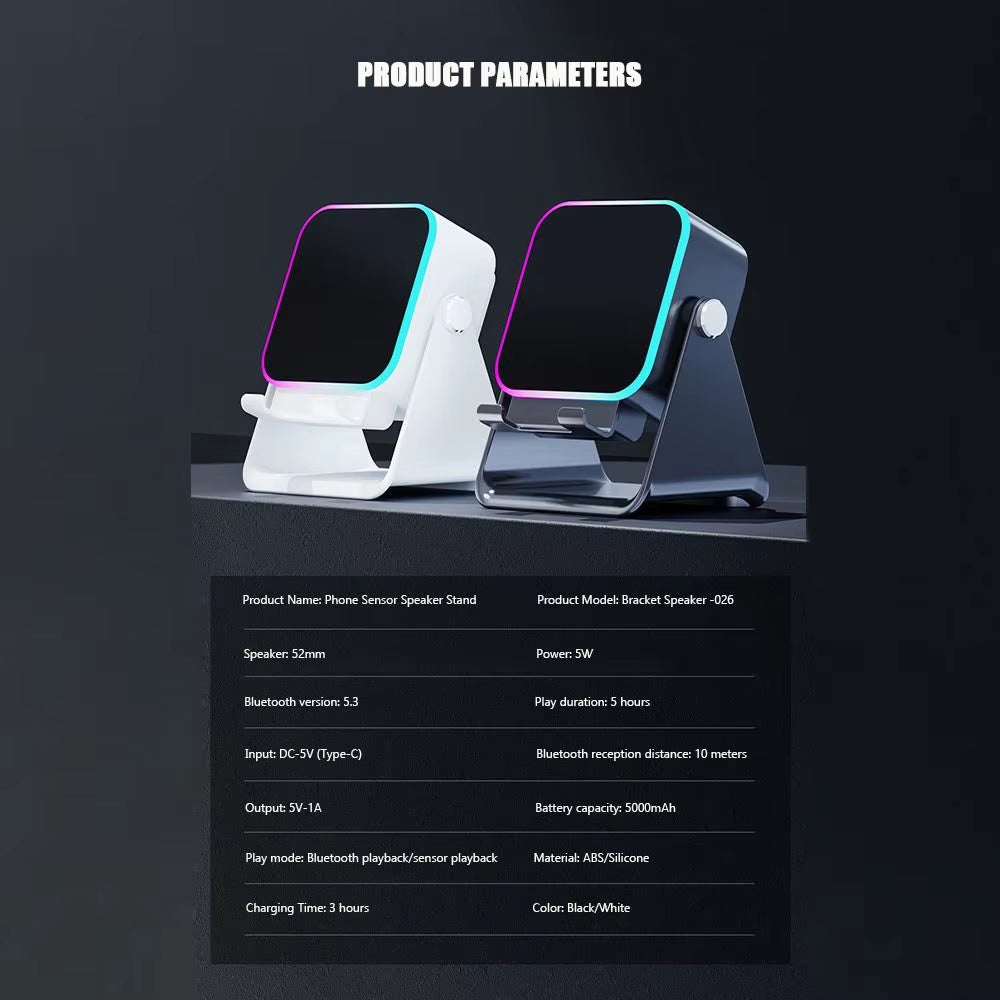 Auto-Induction Wireless Induction Speaker Dual Mode RGB Ambient Light Bluetooth Speaker Enhance Sound Quality Portable