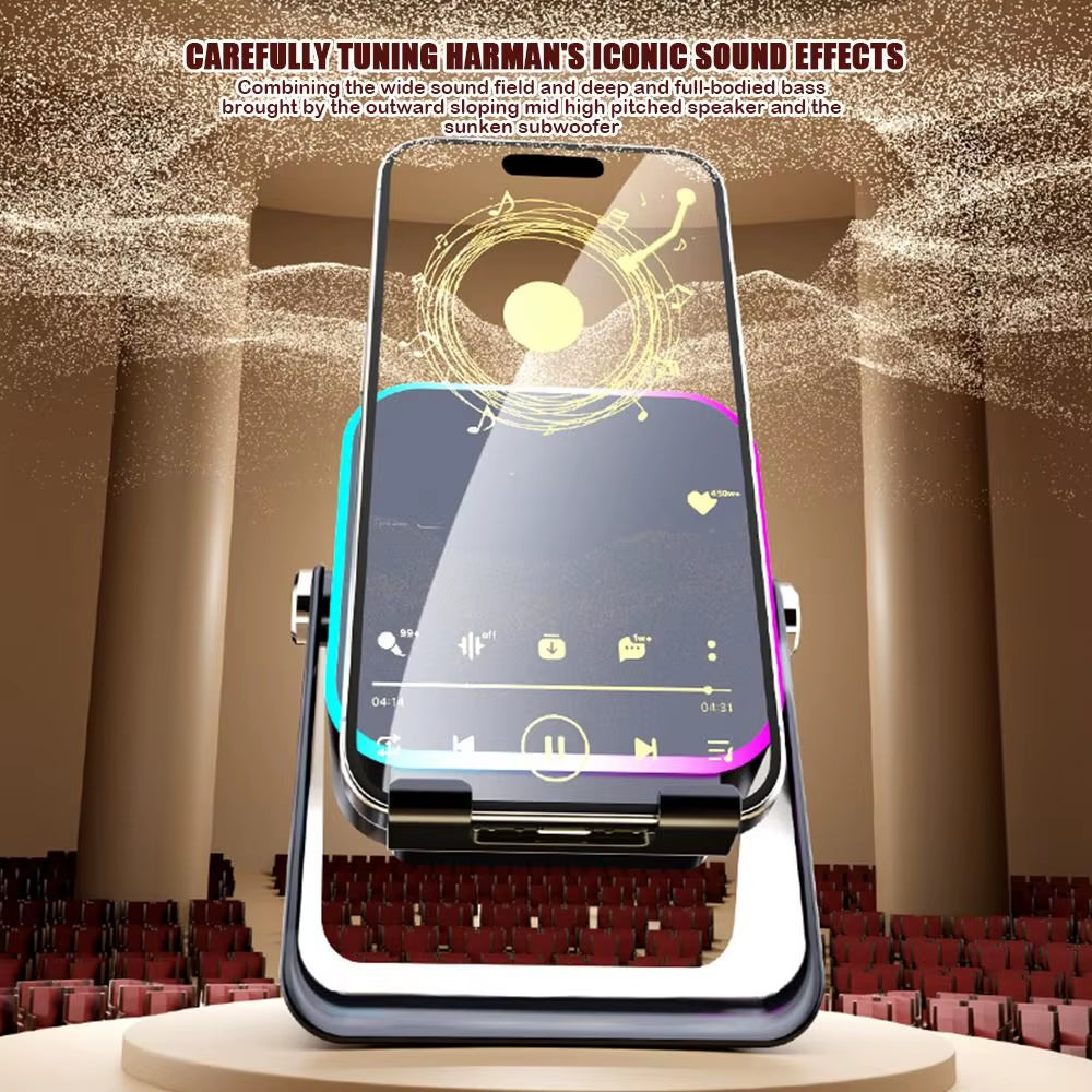 Auto-Induction Wireless Induction Speaker Dual Mode RGB Ambient Light Bluetooth Speaker Enhance Sound Quality Portable